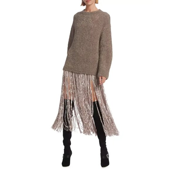 Tanya Taylor Dutton Bouclé Alpaca-Blend Sweater Beige Size Large - Picture 1 of 12